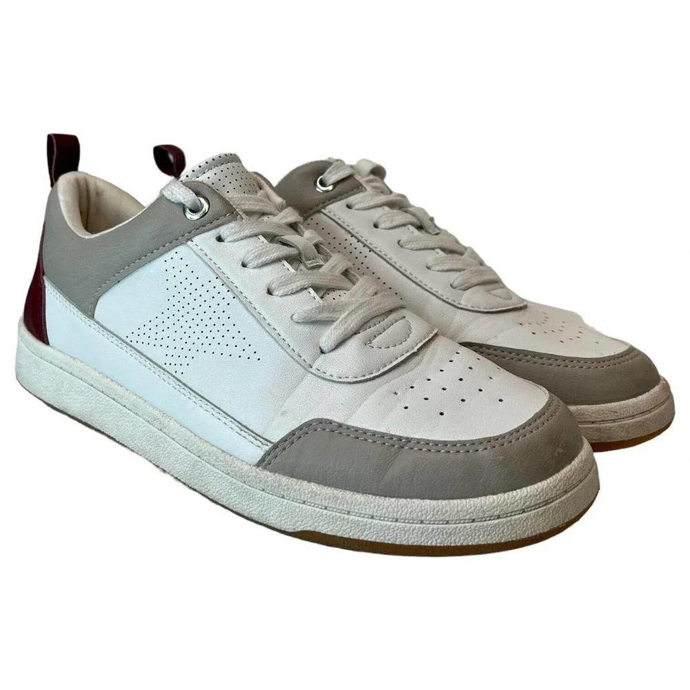 Universal Thread Shoes Womens 8 Rena Sneakers Star Lace Up Maroon White